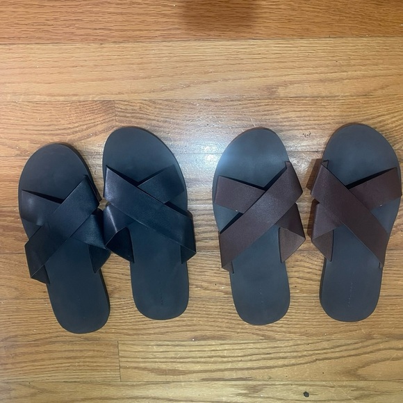 Zara Other - 2 Zara slippers sandals Black and Brown Slide Sandals Sz 45